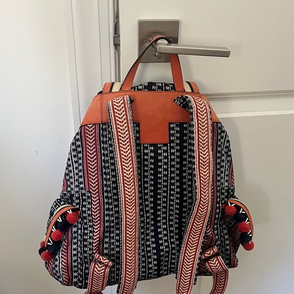 Tory Burch Black and Orange Patterned Backpack - Picture 3 of 7